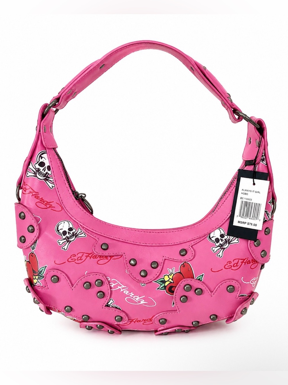 Ed Hardy Dalinda Applique Hobo Bag - Studded Pink
